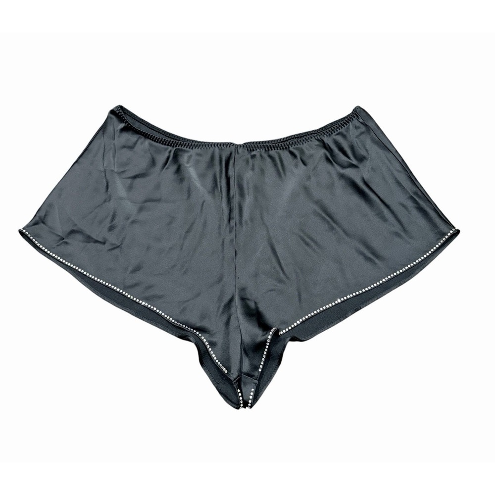 Victoria's Secret Satin Sleep Shorts Size XL Black Rhinestone Trim